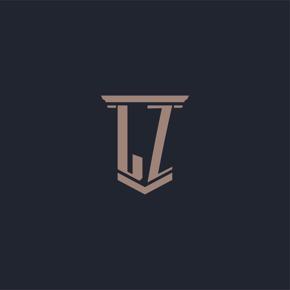 lz initial monogram logotyp med pelare stil design vektor