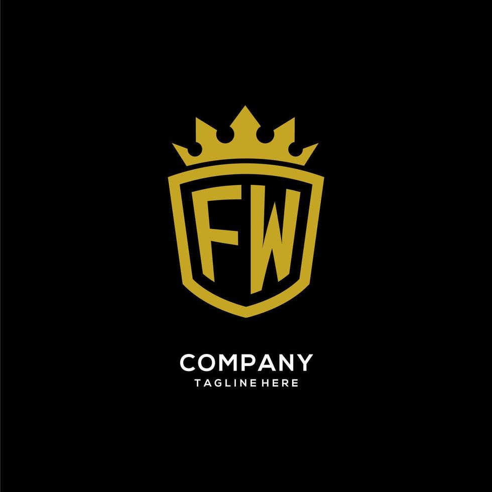 anfänglicher fw-logo-schild-kronenstil, luxuriöses elegantes monogramm-logo-design vektor