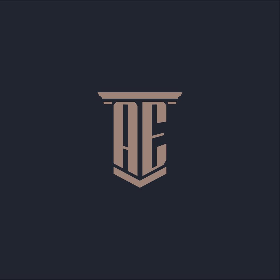 ae initial monogram logotyp med pelare stil design vektor