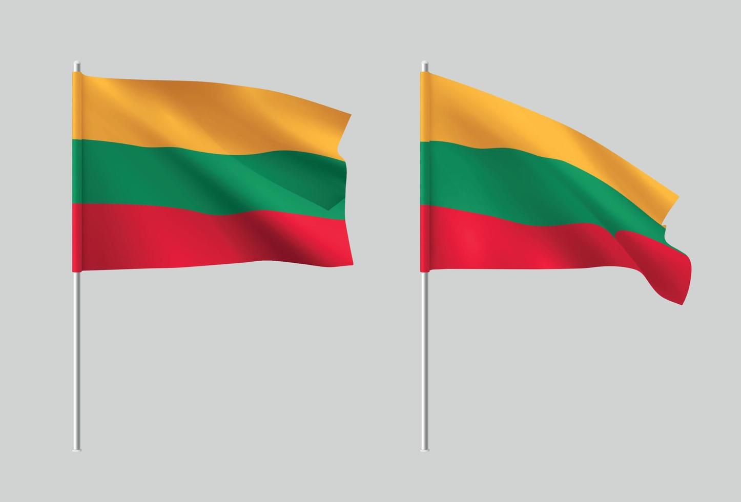 litauen flaggen. Reihe nationaler realistischer litauischer Flaggen. vektor