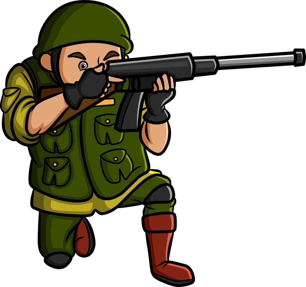 soldaten skjuter med det långa hagelgeväret vektor