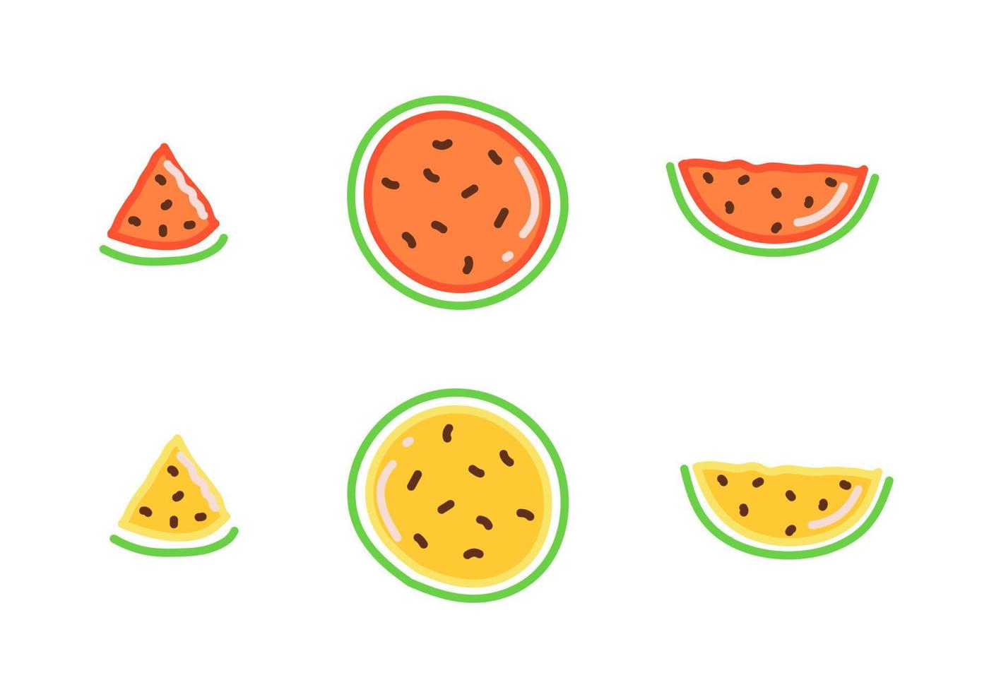 Vektor-Set Illustration einer Wassermelone vektor