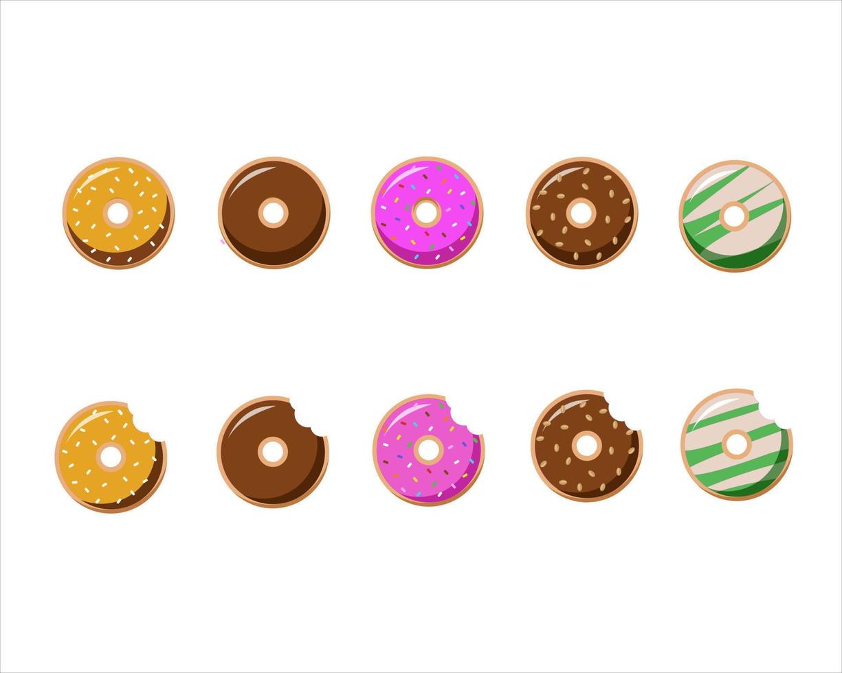 Vektor-Illustration von Donut-Set-Stil, flaches Design vektor