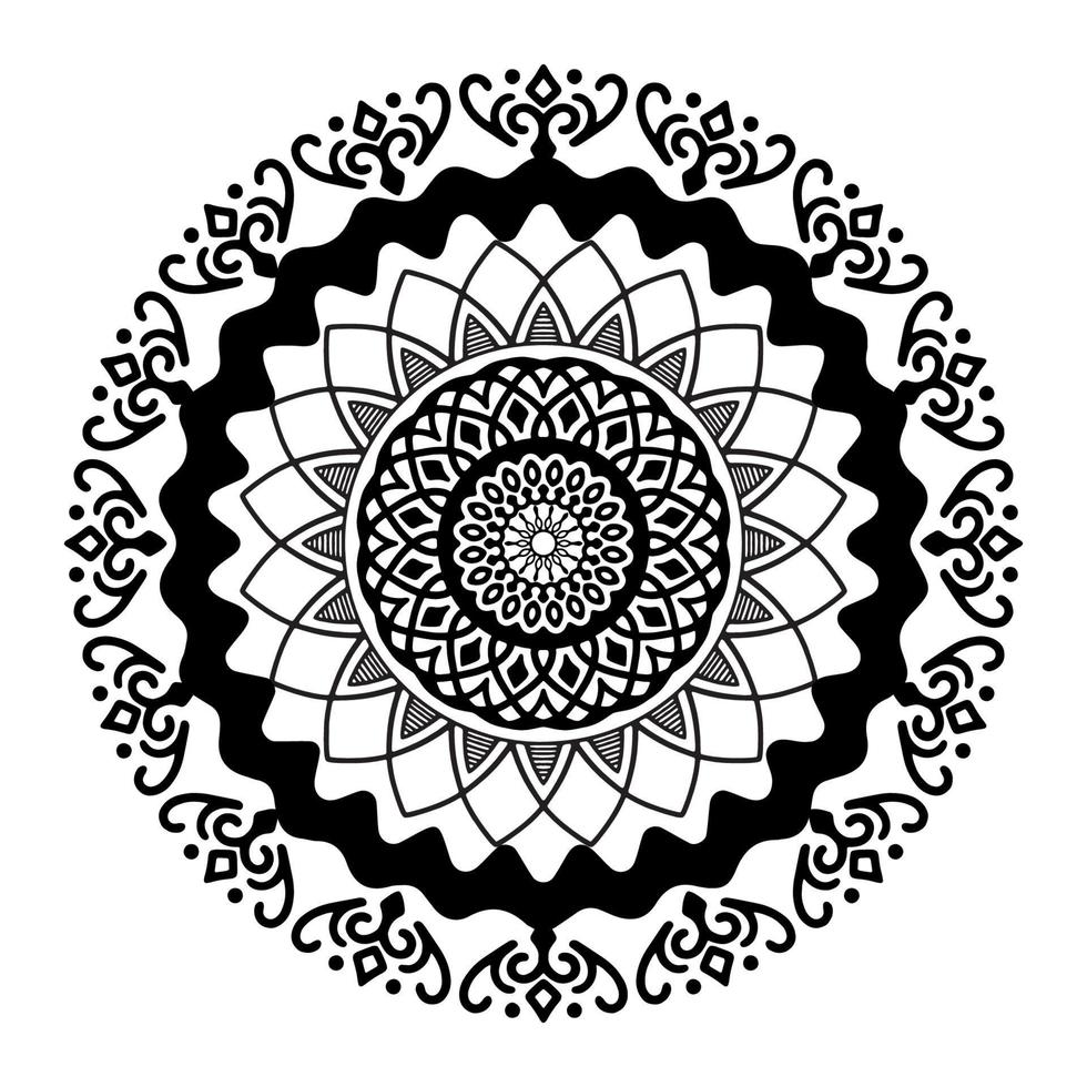 svart mandala för design. mandala cirkulärt mönsterdesign för henna, mehndi, tatuering, dekoration. dekorativ prydnad i etnisk orientalisk stil. målarbok sida. vektor