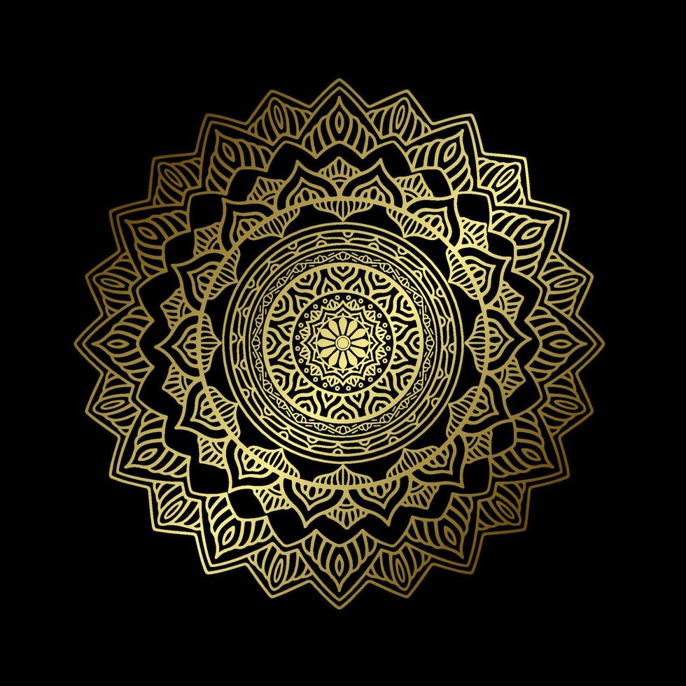 Luxus Zier Mandala Design Hintergrund in Goldfarbe vektor