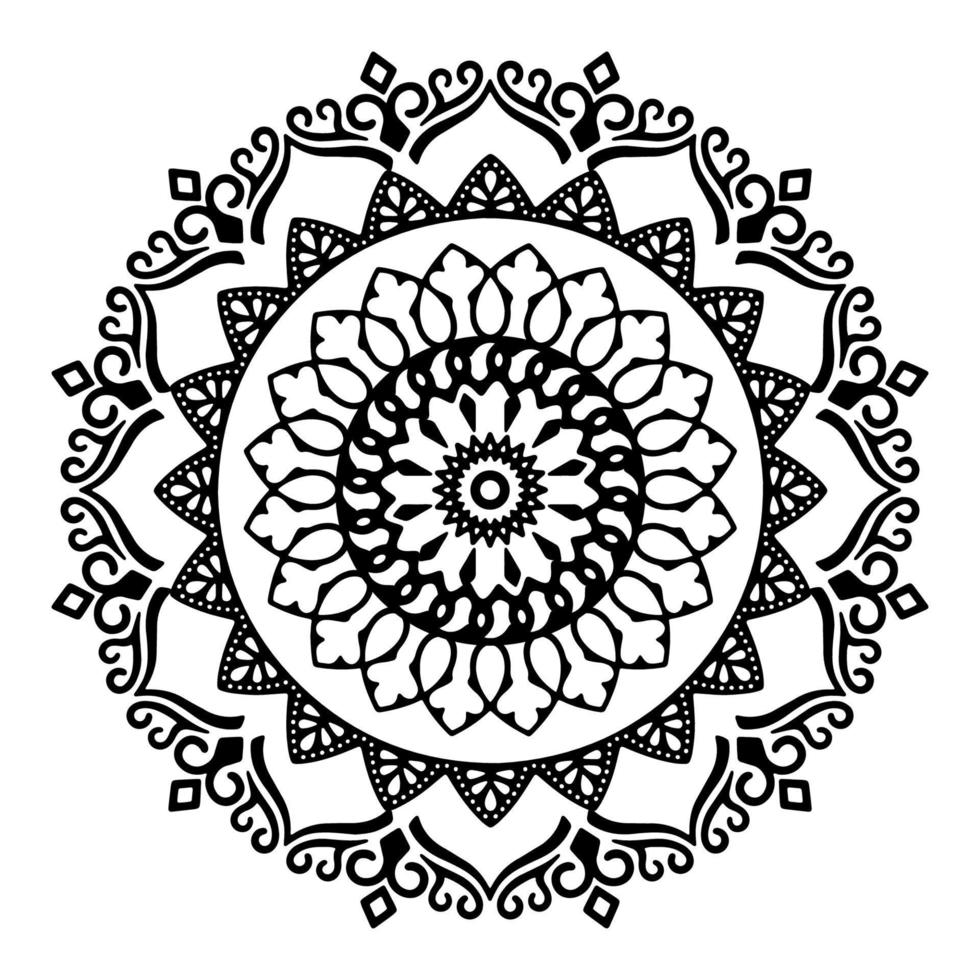 Schwarzes Mandala für Design. Mandala Kreismuster Design für Henna, Mehndi, Tattoo, Dekoration. dekoratives Ornament im orientalischen Ethno-Stil. Malbuch Seite. vektor