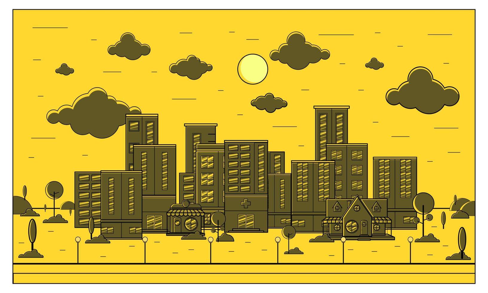 vektor illustration av stadens bakgrund på eftermiddagen