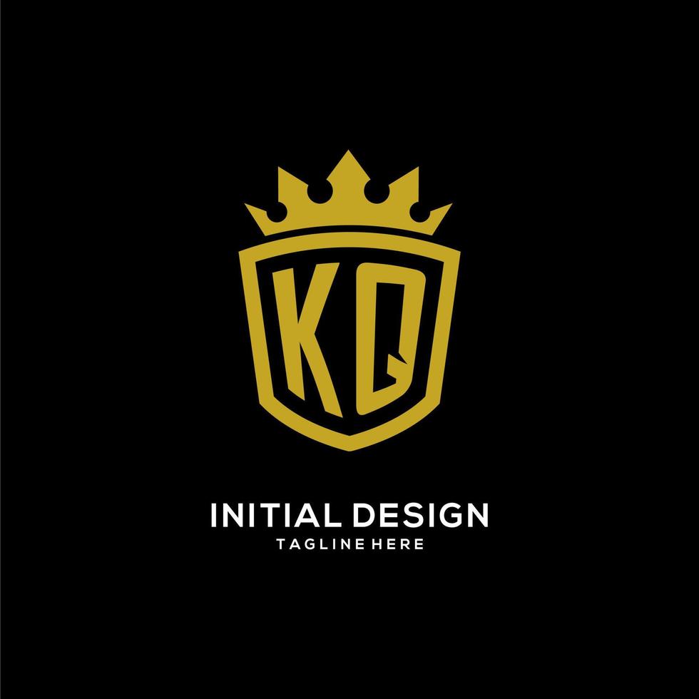 anfänglicher kq-logo-schild-kronenstil, luxuriöses elegantes monogramm-logo-design vektor