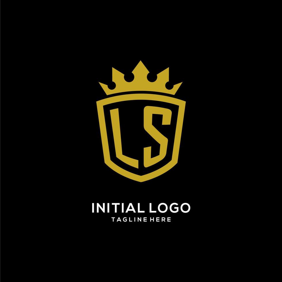 initial ls logotyp sköld krona stil, lyxig elegant monogram logotyp design vektor