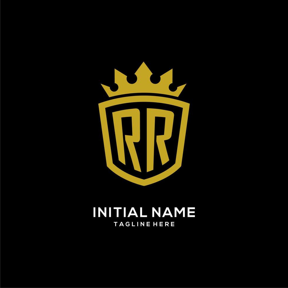 initial rr logotyp sköld krona stil, lyxig elegant monogram logotyp design vektor