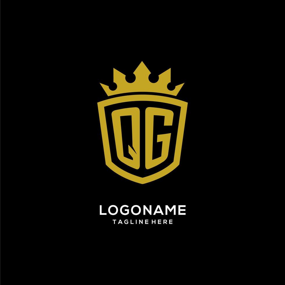 anfänglicher qg-logoschild-kronenstil, luxuriöses elegantes monogramm-logo-design vektor