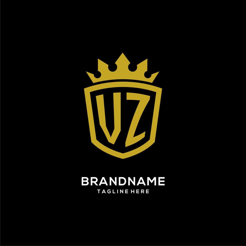 initial vz logotyp sköld krona stil, lyxig elegant monogram logotyp design vektor