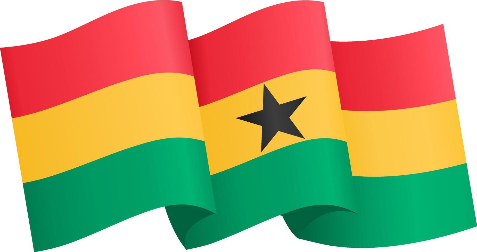 ghana flag wave isoliert auf png oder transparentem hintergrund, symbol ghana. Vektor-Illustration vektor