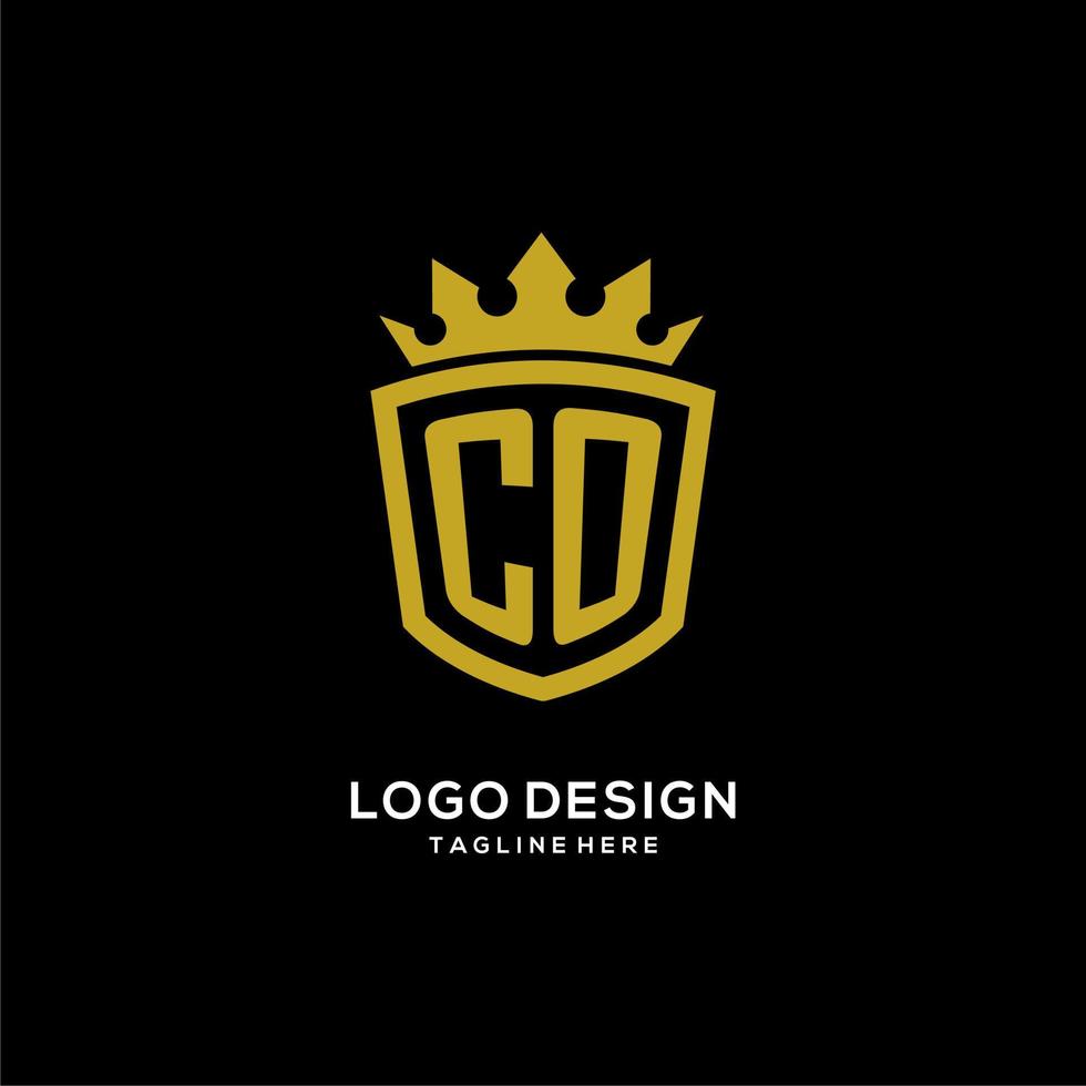 initial co-logotyp sköld krona stil, lyxig elegant monogram logotyp design vektor