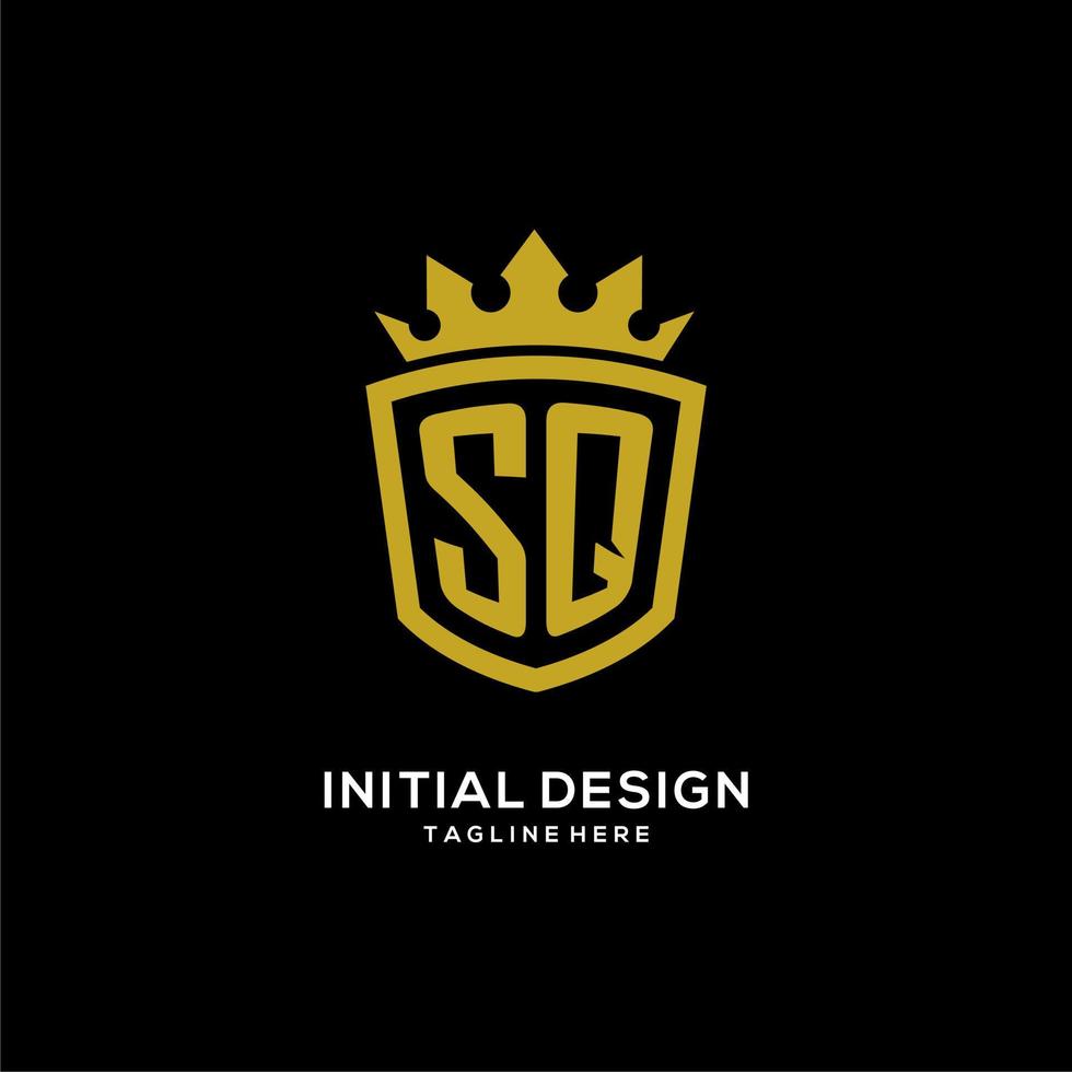 initial sq logotyp sköld krona stil, lyxig elegant monogram logotyp design vektor