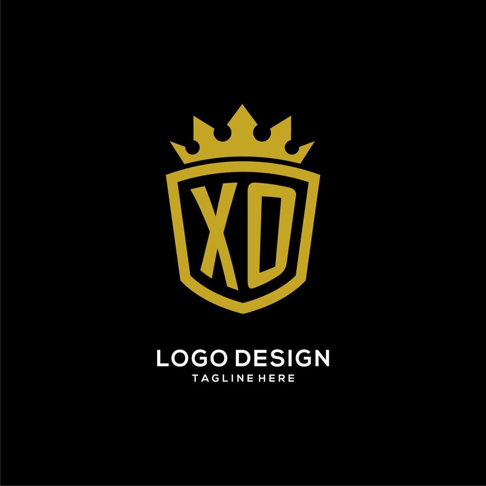 anfänglicher xo-logo-schild-kronenstil, luxuriöses elegantes monogramm-logo-design vektor