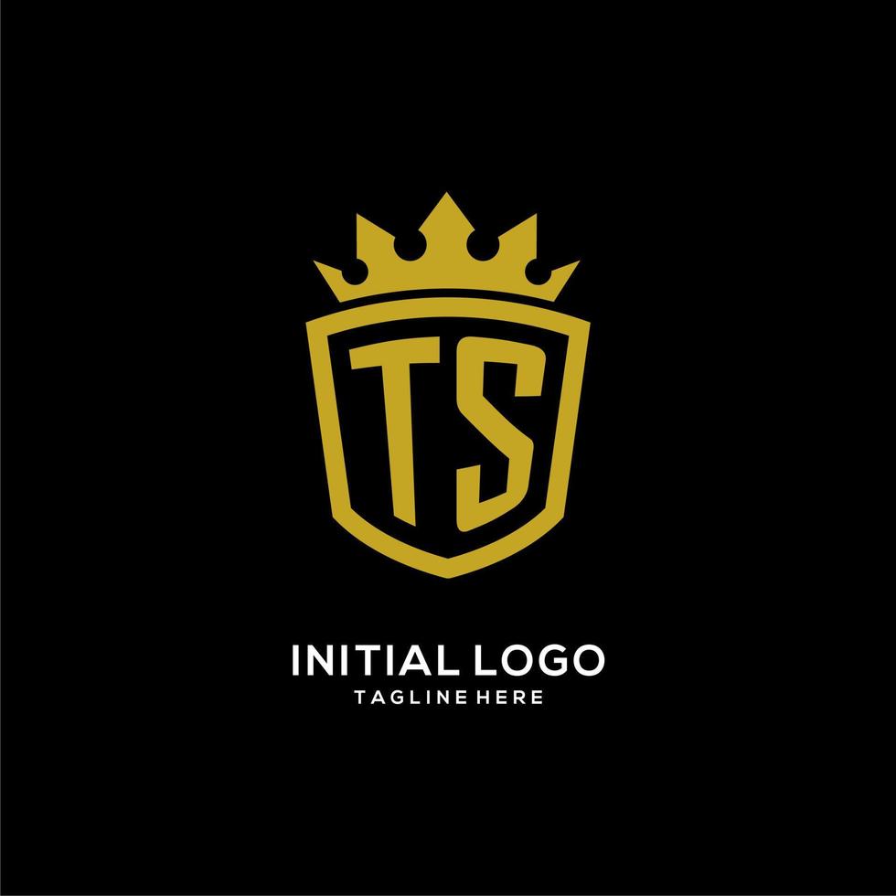 anfänglicher ts-logo-schild-kronenstil, luxuriöses elegantes monogramm-logo-design vektor