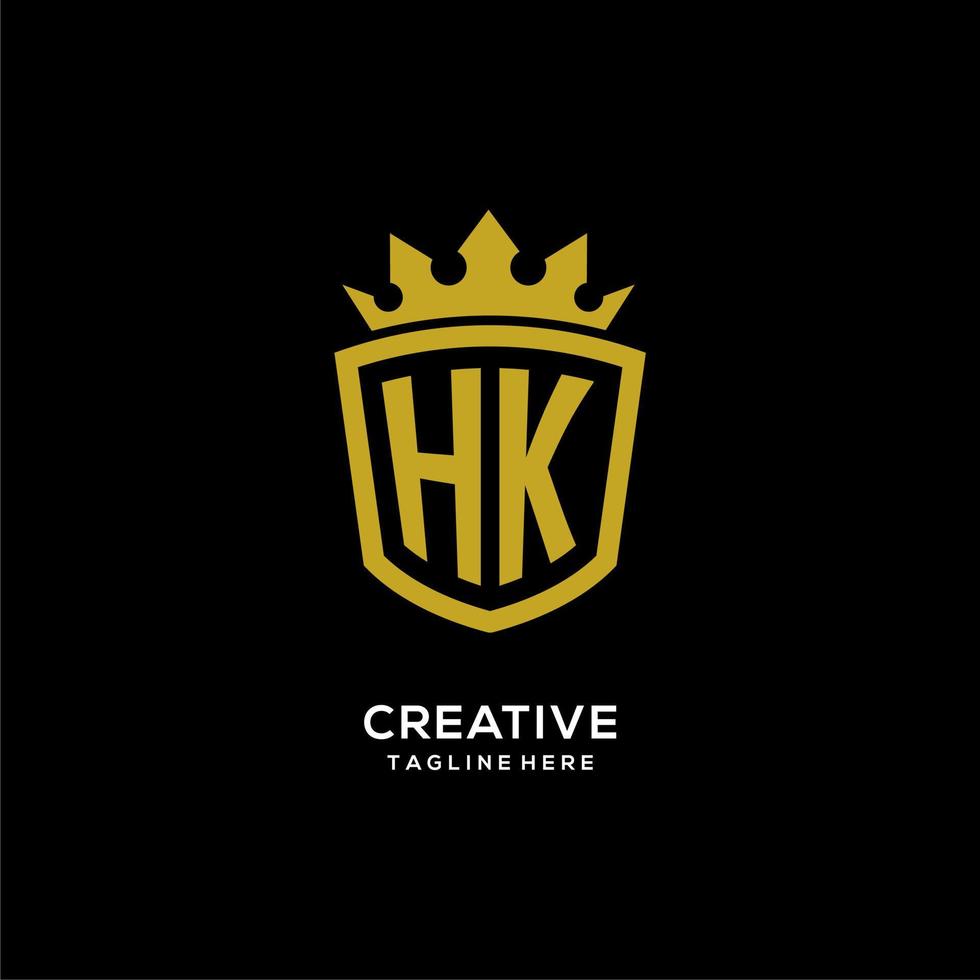 initial hk logotyp sköld krona stil, lyxig elegant monogram logo design vektor