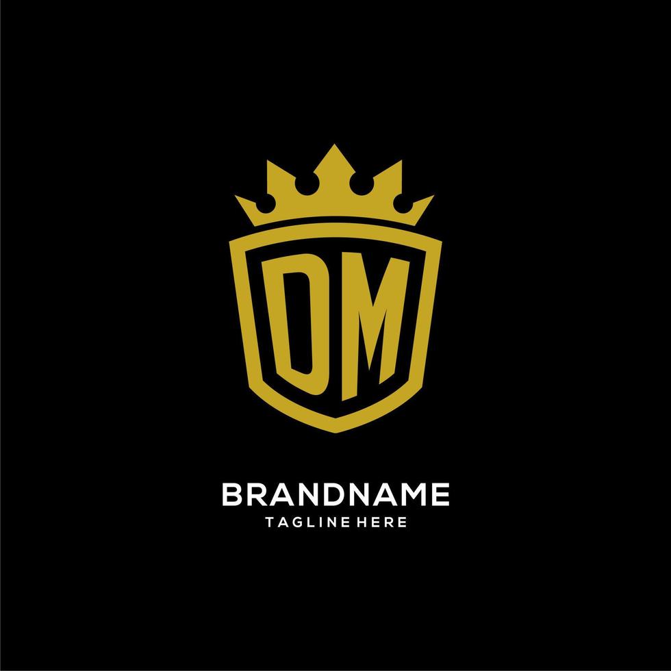 anfänglicher dm-logo-schild-kronenstil, luxuriöses elegantes monogramm-logo-design vektor