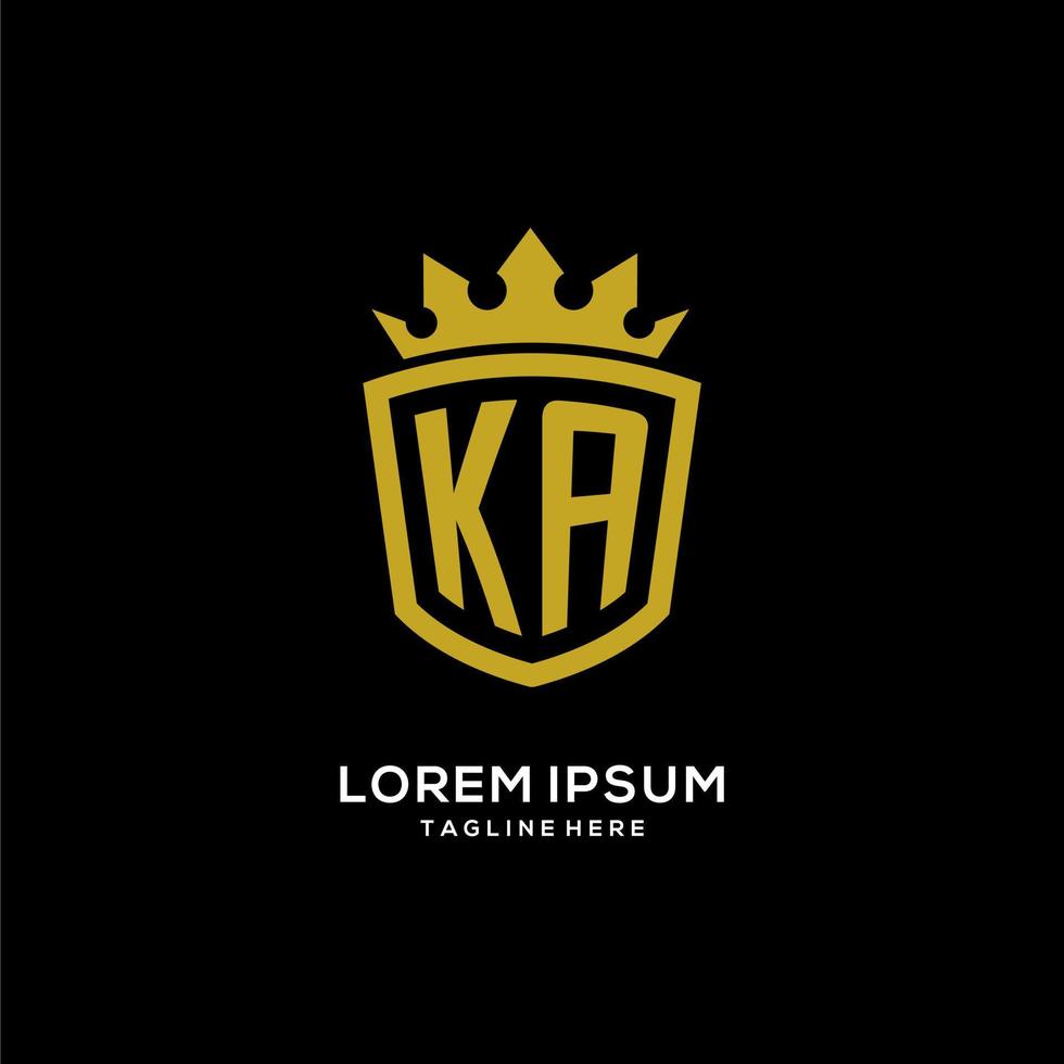 initial ka logotyp sköld krona stil, lyxig elegant monogram logotyp design vektor