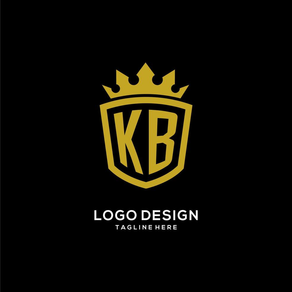 initial kb logotyp sköld krona stil, lyxig elegant monogram logotyp design vektor