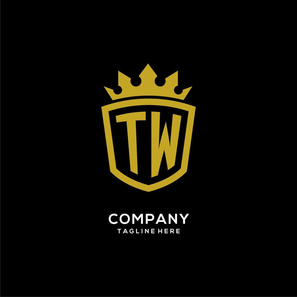 initial tw logotyp sköld krona stil, lyxig elegant monogram logotyp design vektor