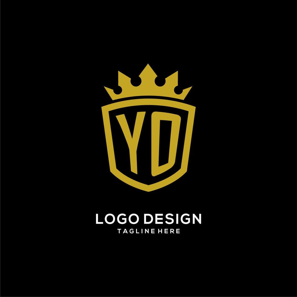initial yo logotyp sköld krona stil, lyxig elegant monogram logotyp design vektor