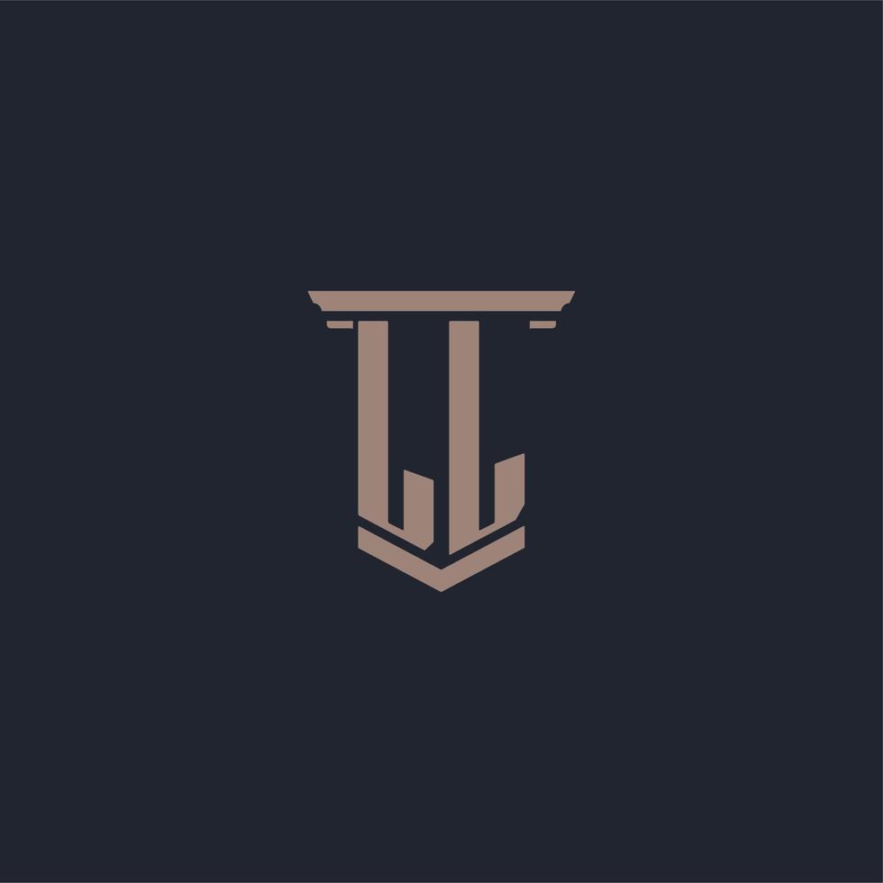 ll anfängliches Monogramm-Logo mit Säulendesign vektor