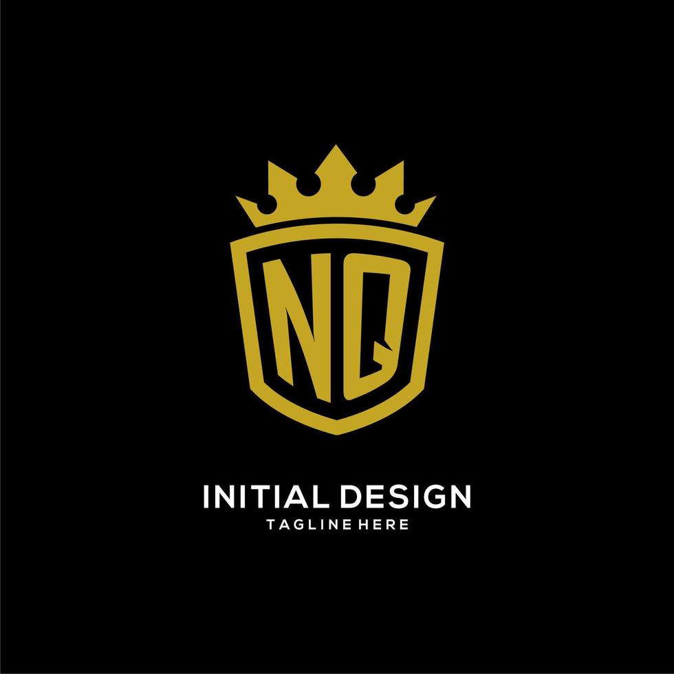 initial nq logotyp sköld krona stil, lyxig elegant monogram logotyp design vektor