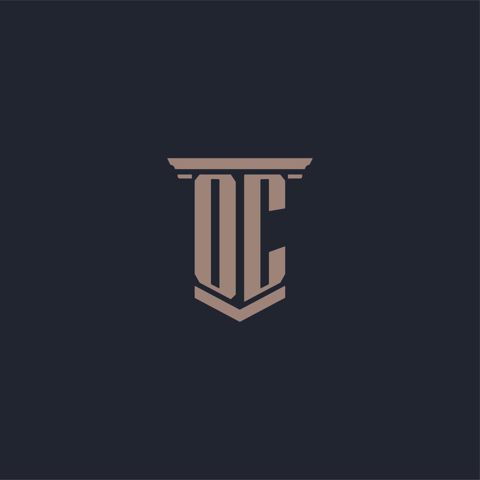 oc initial monogram logotyp med pelare stil design vektor