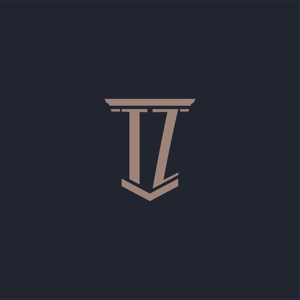 tz initial monogram logotyp med pelare stil design vektor