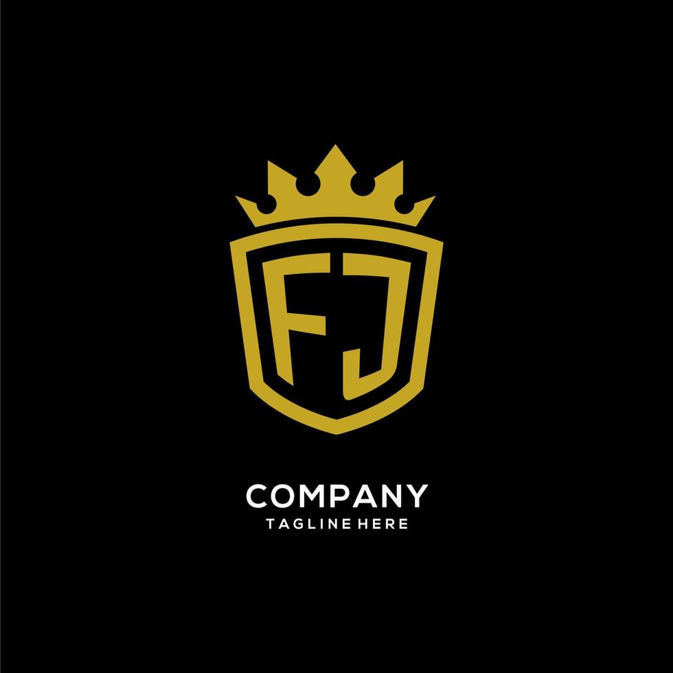 anfänglicher fj-logo-schild-kronenstil, luxuriöses elegantes monogramm-logo-design vektor