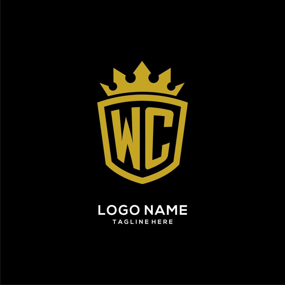 anfänglicher WC-Logo-Schild-Kronenstil, luxuriöses, elegantes Monogramm-Logo-Design vektor