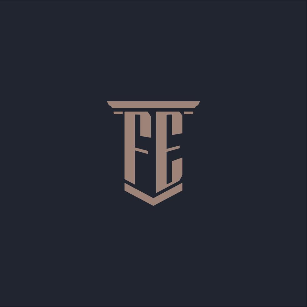 fe initial monogram logotyp med pelare stil design vektor