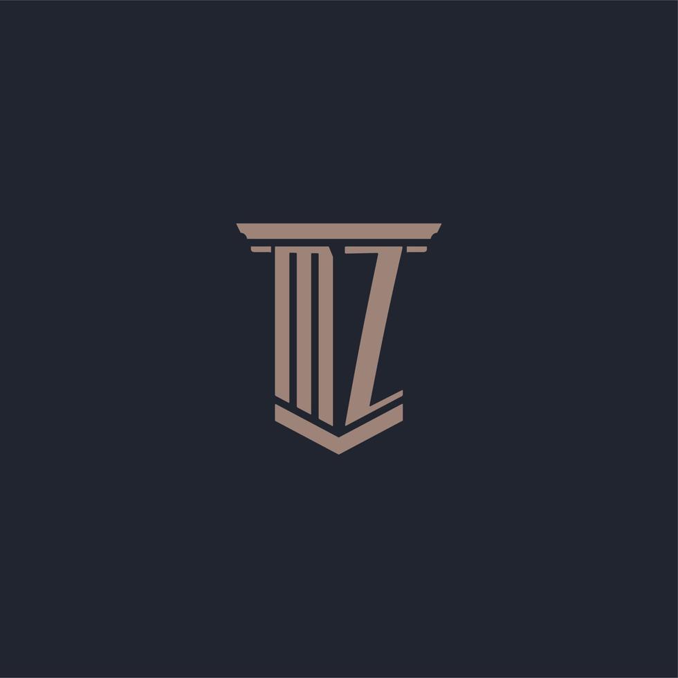 mz Anfangsmonogramm-Logo mit Design im Säulenstil vektor