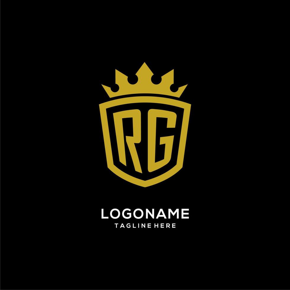 initial rg logotyp sköld krona stil, lyxig elegant monogram logotyp design vektor