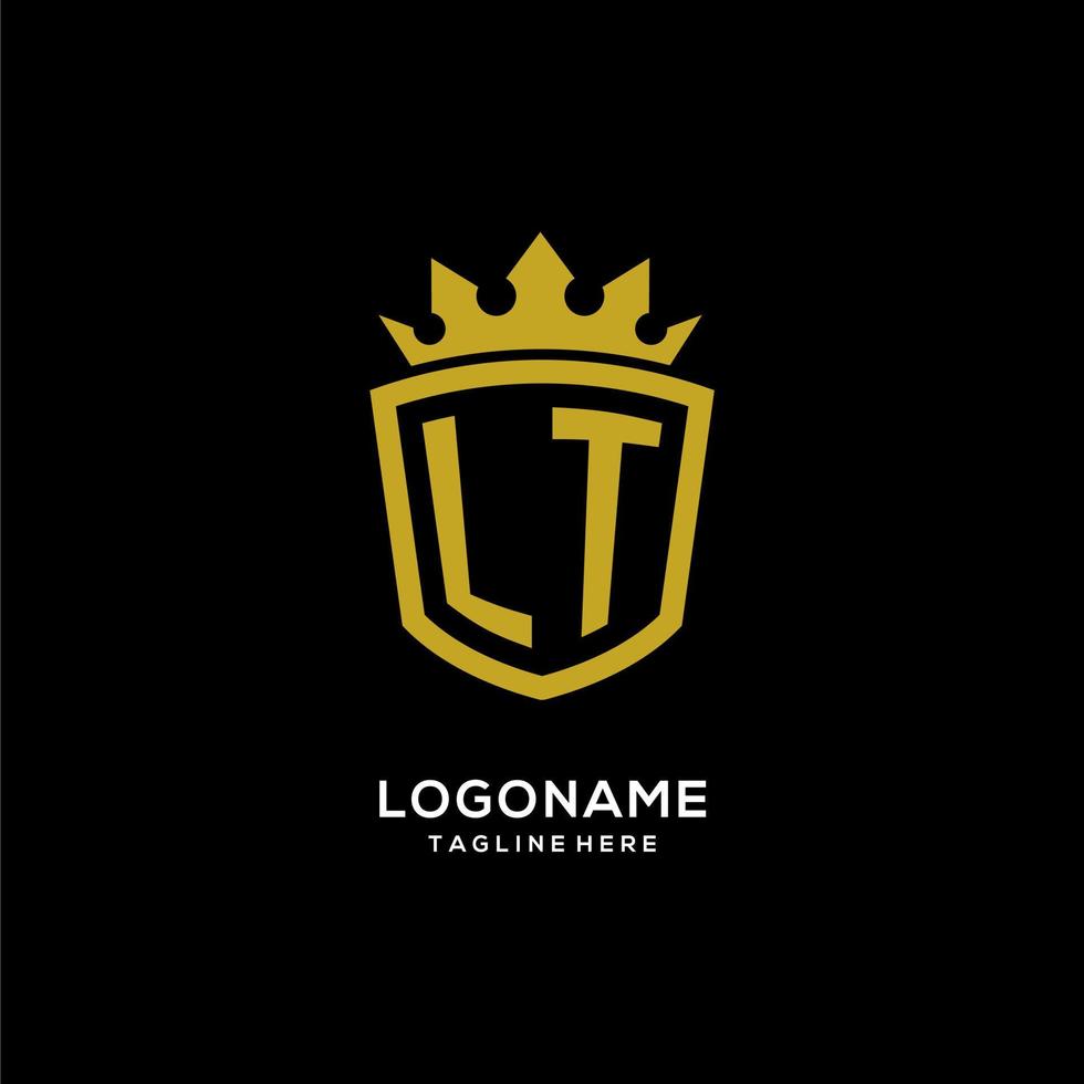 anfänglicher lt-logo-schild-kronenstil, luxuriöses elegantes monogramm-logo-design vektor