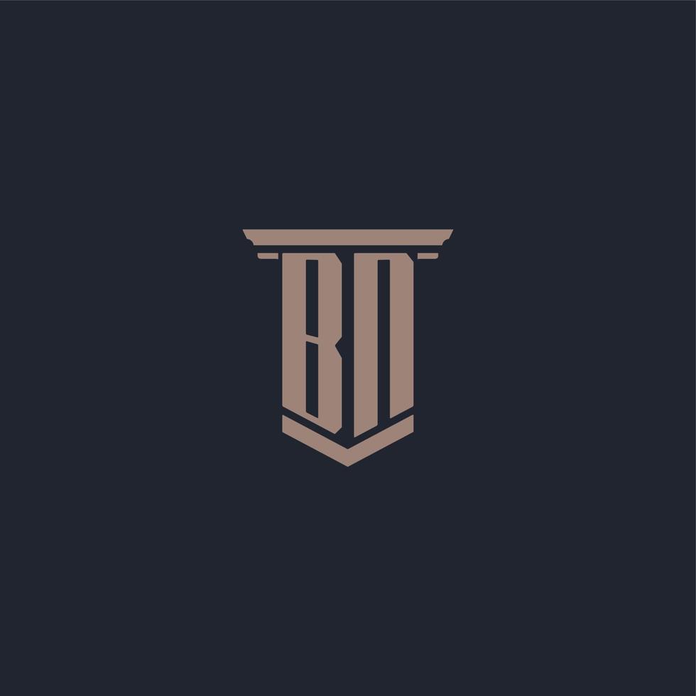 bn initial monogram logotyp med pelare stil design vektor