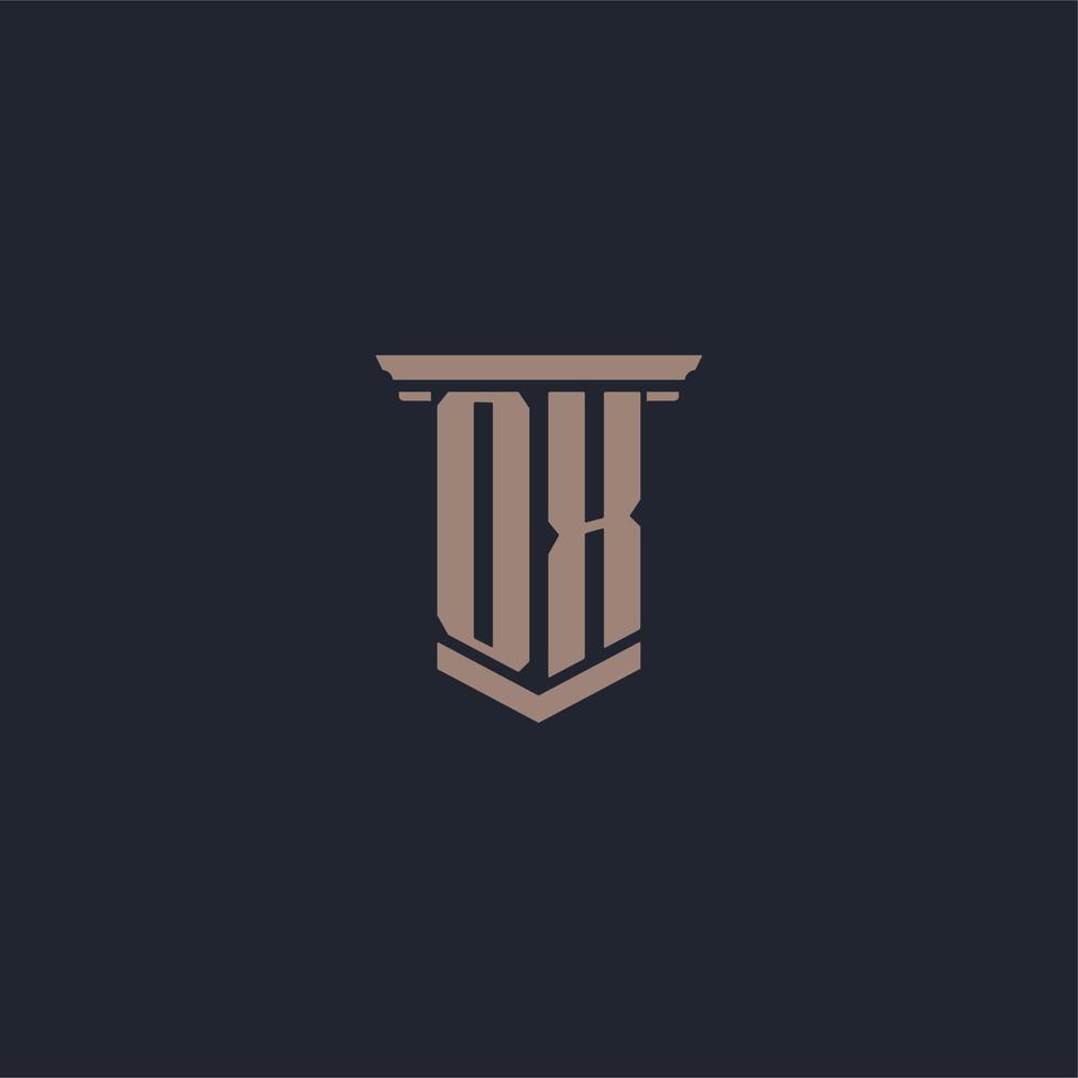 Ochsen-Anfangsmonogramm-Logo mit Säulendesign vektor