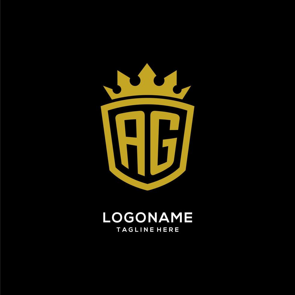 Anfangs-AG-Logo-Schild-Kronenstil, luxuriöses, elegantes Monogramm-Logo-Design vektor