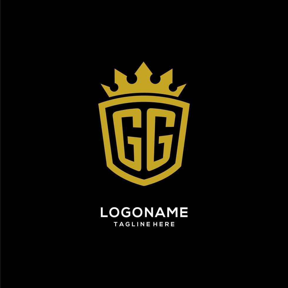 initial gg logotyp sköld krona stil, lyxig elegant monogram logotyp design vektor