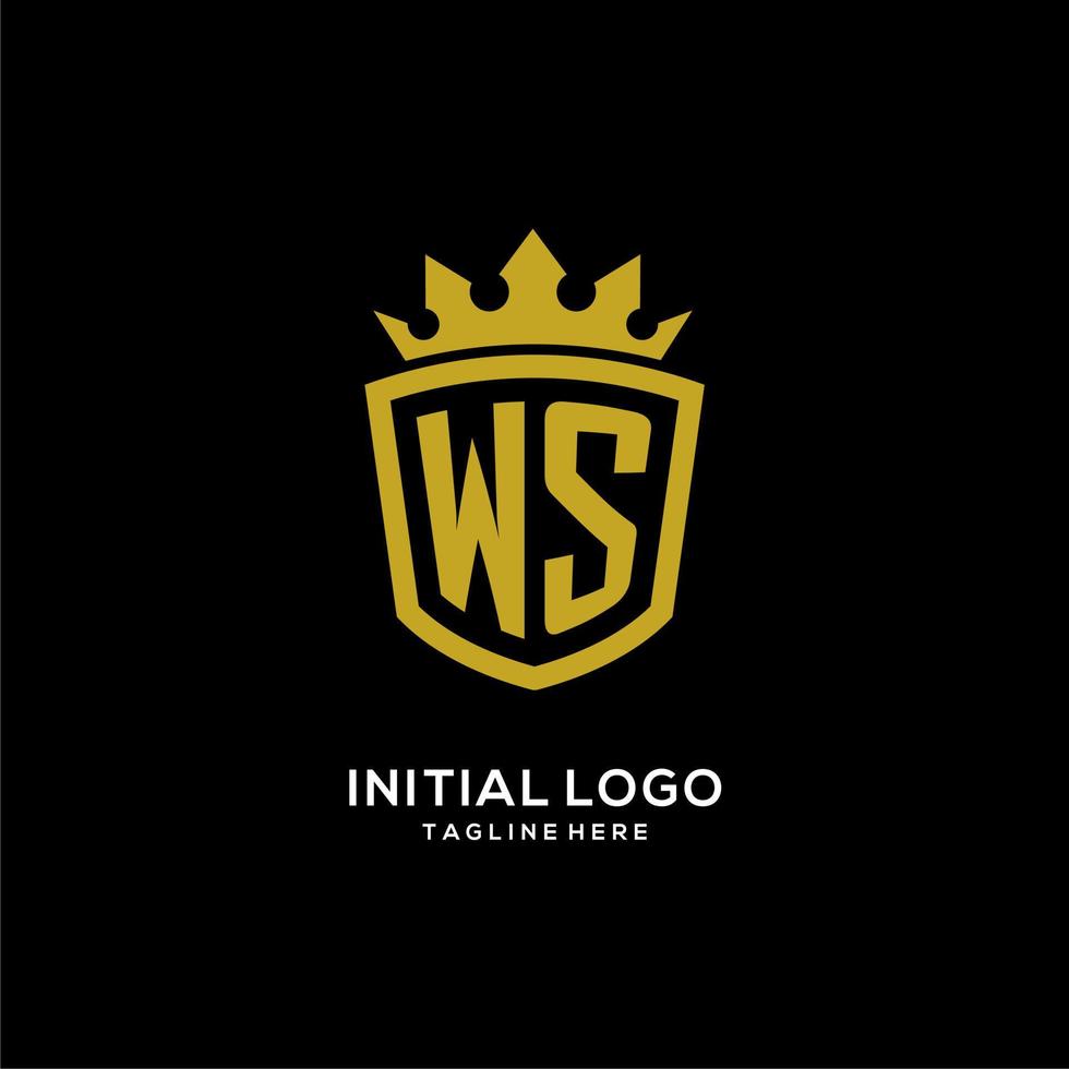 anfänglicher ws-logo-schild-kronenstil, luxuriöses elegantes monogramm-logo-design vektor