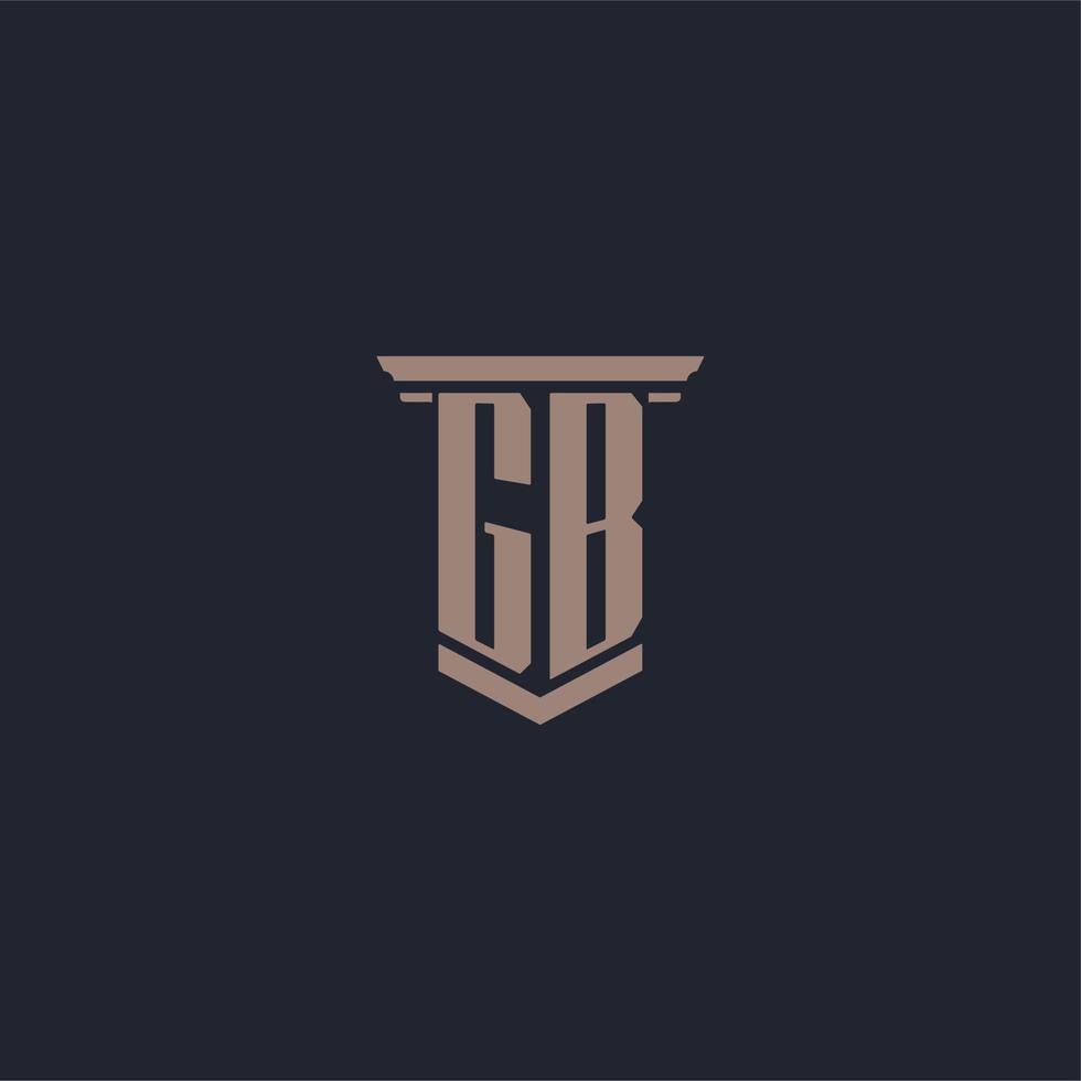 gb-anfangsmonogrammlogo mit säulenstildesign vektor