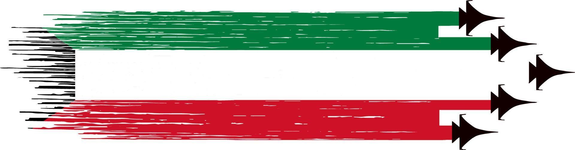 kuwait-flagge mit militärischen kampfflugzeugen, die auf png oder transparenten .symbolen von kuwait isoliert sind. Vektor-Illustration vektor