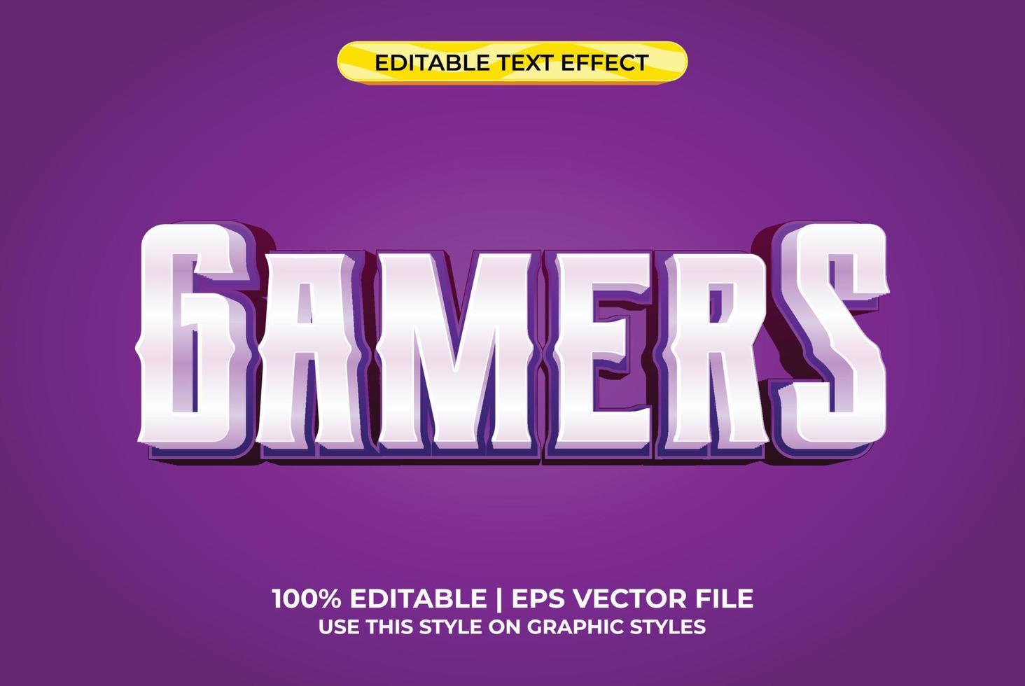 gamer 3d-texteffekt mit vintage und modernem thema. lila typografievorlage für spiel- oder filmtitel. vektor