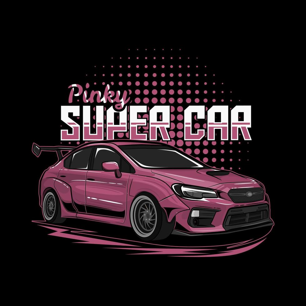 Pinky super car illustration perfekt för tshirtdesign, affisch, klistermärke, hoodie eller andra varor vektor