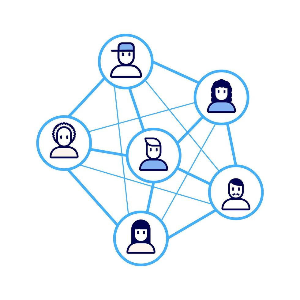 soziale Netzwerkverbindung zwischen Menschen. soziales Netzwerk. sozialen Medien. Share-Konzept. vektor