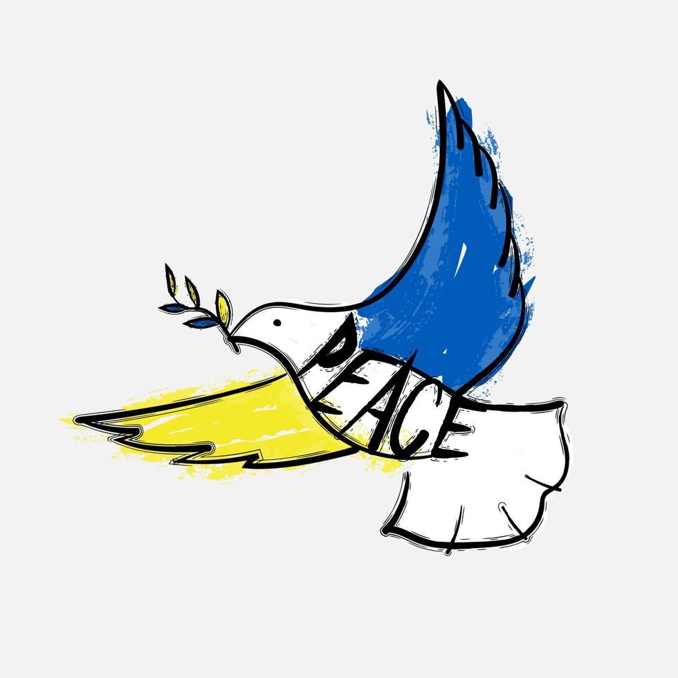 fliegende Taube als Symbol des Friedens. Ukraine unterstützen. kein Kriegszeichen. einfache Strichzeichnung. vektor