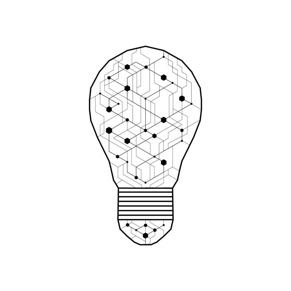 Punktplatine Glühbirne einfaches Design. Konzept der künstlichen Intelligenz. vektor