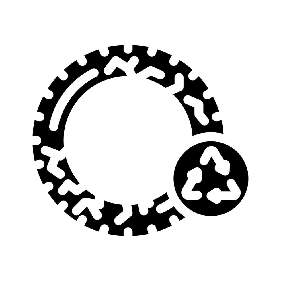 Autoreifen recyceln Abfall Glyphe Symbol Vektor Illustration